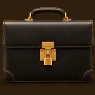 Locked leather briefcase — Richard Casino